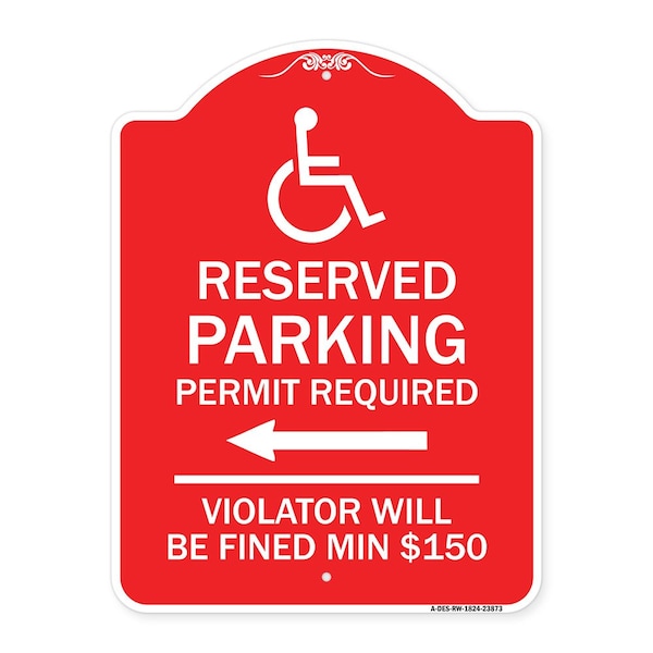 Signmission Modern Isa Connecticut Reserved Parking Permit Required Violators Fin Alum, 18" x 24", RW-1824-23873 A-DES-RW-1824-23873 - main